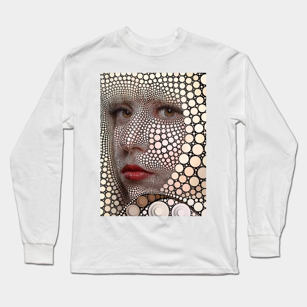 Blond woman face circles Long Sleeve T-Shirt by benheineart